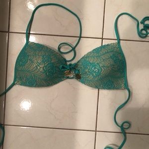 Lulu Fama mint/gold lace bikini